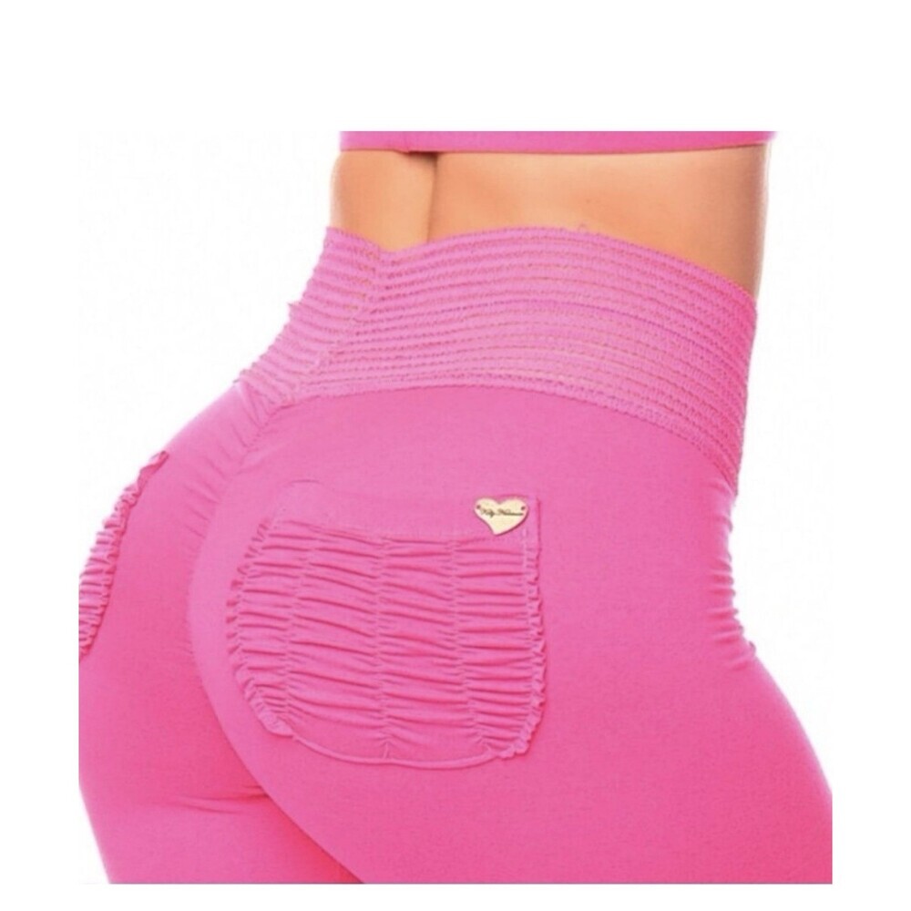 Cute Booty Lounge bright pink leggings sz large squiggle waistband iconic rare